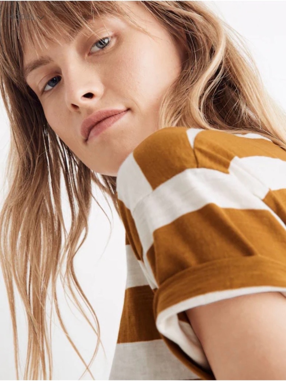Madewell Striped Short Sleeve Tee in Mustard and White